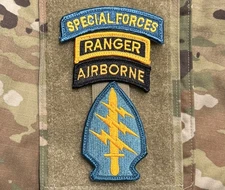 US Army Special Forces Command Patch/SF/Ranger Tab w/ Hook Full-Color SFGA