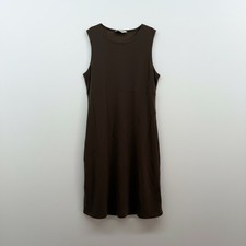 Vintage 90s Y2K Express Neutral Brown Sleeveless Mini Dress 9/10 Seamed