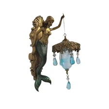 Mermaid Wall Lamp, Glass Mirror Front Light Fixture Bedroom Beside Wall Light