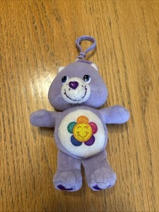 Care Bear Purple Rainbow Sunshine Plush Key Chain 2003 Clip On