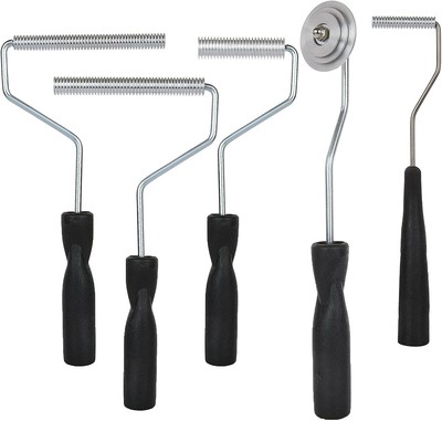 Fiberglass Roller Tools Kit Set of 5, Bubble Paddle Tool brush nickel, black 