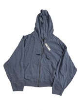 Victoria's Secret PINK Full Zip Hoodie Women's XL Blue Raw Edge Cropped NWT