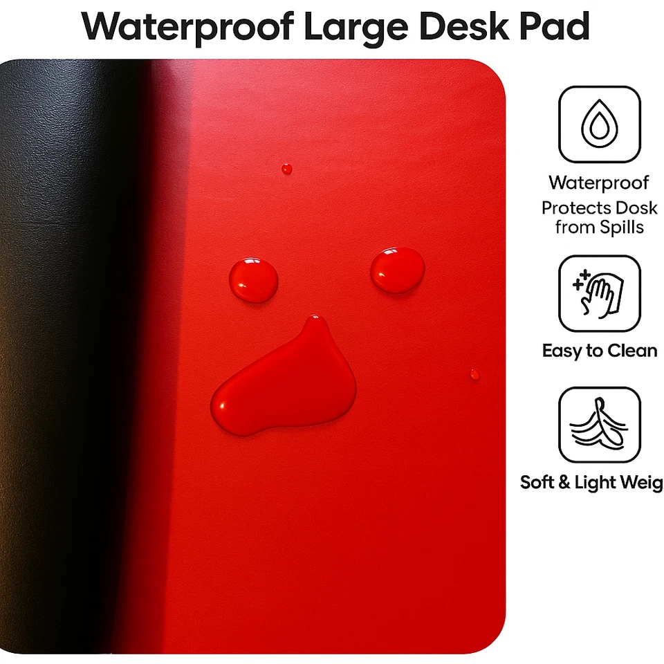Large PU Leather Desk Pad 31.5"x15.7" – Waterproof Dual-Sided Desk Mat, Writing - Image 4 of 4