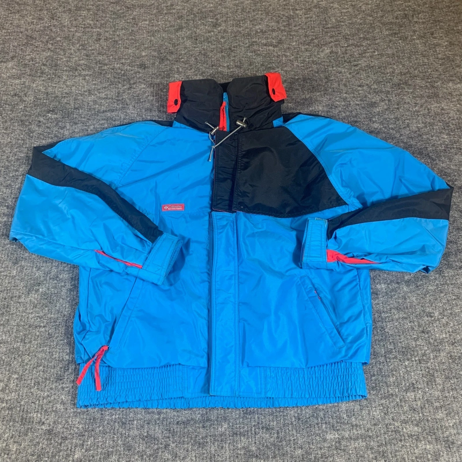 VTG Columbia Jacket Mens Large Blue Hooded Criterion Outdoor Retro Radial Ski