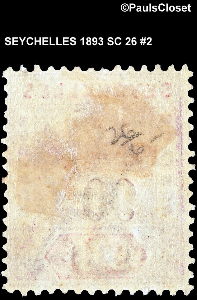SEYCHELLES 1893 SC 26 REINA VICTORIA 90¢ OP OF A 96¢ VIO & CARM MHR F/VF #2 Foto 2 de 2