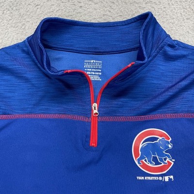 Chicago Cubs 1/4 Zip Warmup Shirt Training XLarge Blue Team Athletics LS MLB XL