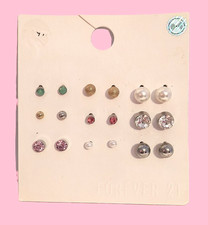 NEW FOREVER 21 Girls/Teens Stud Earrings for Pierced Ears 9 Pairs Multicolor