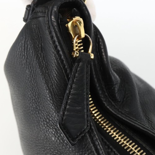 BURBERRY Shoulder Bag Leather Black Gold Auth 174317A - Afbeelding 10 van 24