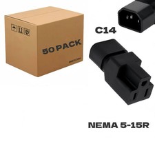  50PACK IEC320 C14 Male to Nema 5-15R PDU USA UPS Extension Power Plug Adapter