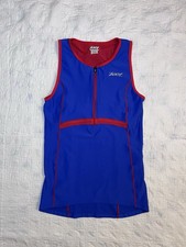 Zoot Top Women's Size L Blue Red TriFit Sleeveless Tank 1/2 Zip Triathlon