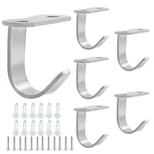 6-Pack Silver Screw Mounted Ceiling Hooks Heavy Duty Under-Shelf Coat Hook