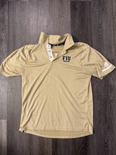 adidas FIU Soccer Polo Gold White Medium Florida International University