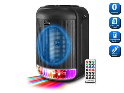 Technical Pro LIT8 Portable 8'' Bluetooth LED Party Speaker w/Strap+Wireless Link