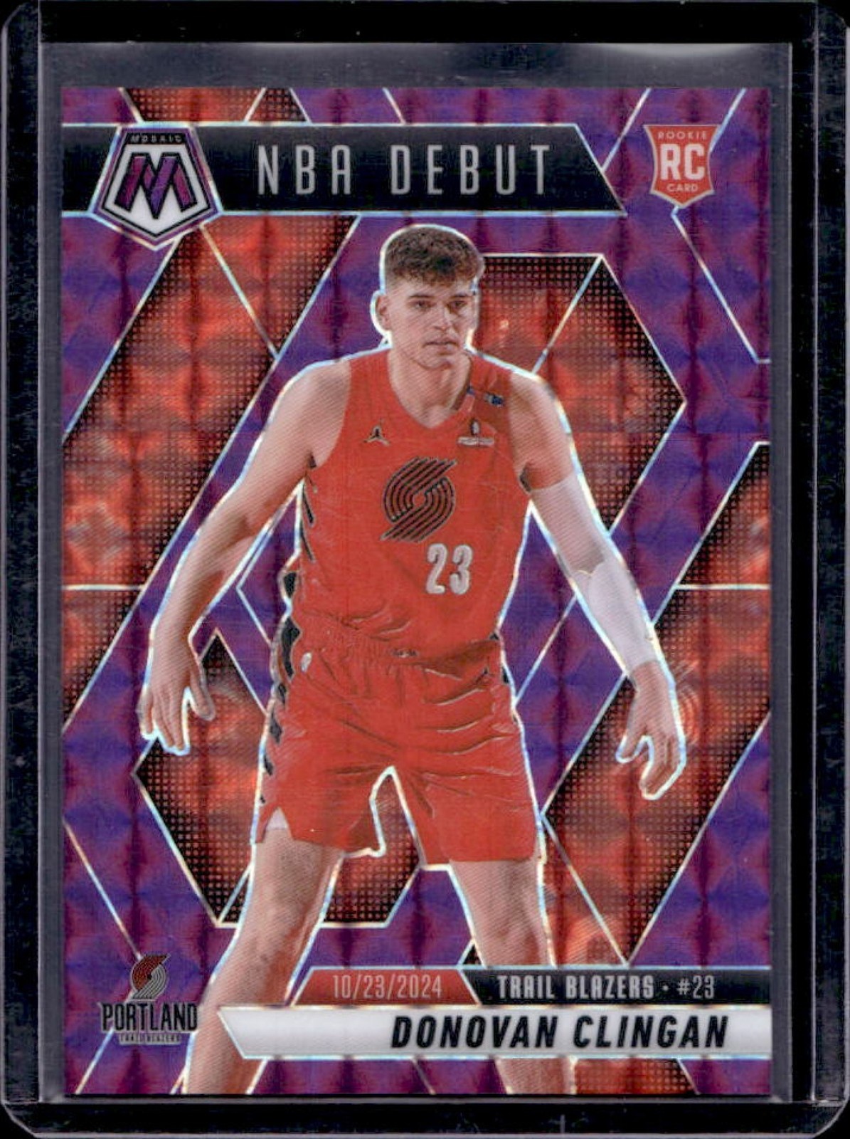 2024-25 Mosaic Donovan Clingan RC Purple NBA Debut #75/99 Trail Blazers