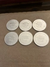 VTG SET OF 6 PIZZA HUT ALUMINUM COINS NEW ORLEANS STYLE CAJUN PIZZA 1987