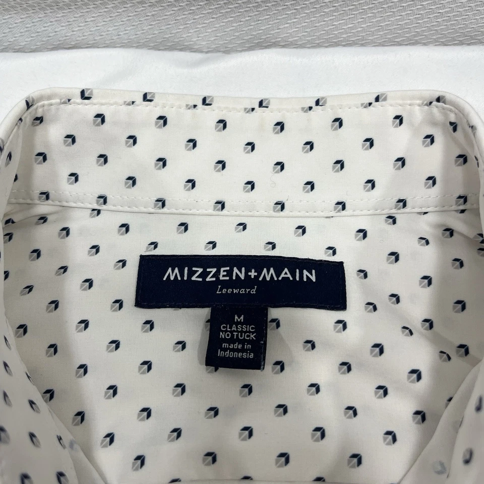 Camisa masculina Mizzen+Main média branca azul sotavento acabamento sem dobra botão elástico para cima - Imagem 3 de 4