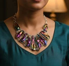 Peacock Titanium Aura Gemstone 925 Sterling Silver Jewelry Necklace 18" p659