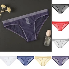 Mesh Underwear Men's Low Rise Boxer Briefs Jockstrap Thong Bulge Pouch