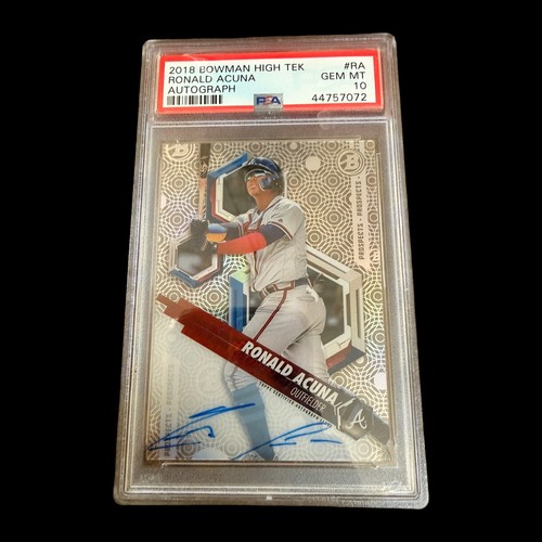 2018 Bowman Ronald Acuna Jr High Tek Prospects Rookie Card Auto Gem Mint PSA 10
