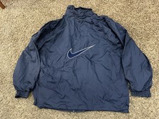 Vintage 90  s Nike Windbreaker Jacket Blue Swoosh On Back USA Men's Size 2XL