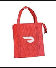 Doordash Zip Up Top 15 x 13 x 9" Insulated Food Delivery Cooler Bag Red Tote