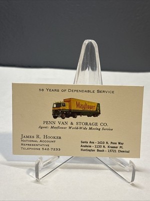 Advertising Business Card Penn Van & Storage Co. Mayflower Trucks California 