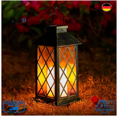 OxyLED Solarlaterne Draußen Flacker Effekt Garten Deko Hängend