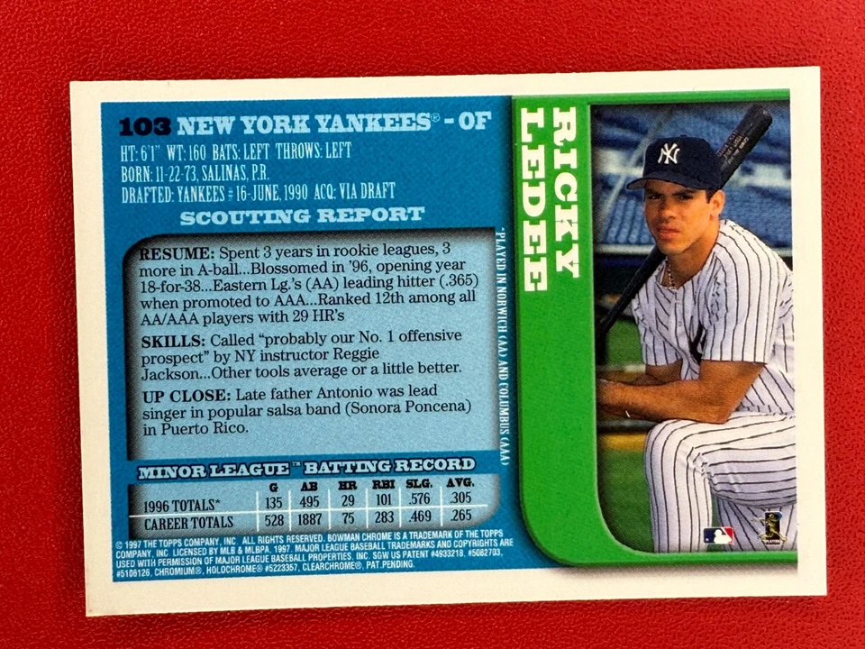 1997 Bowman Chrome Ricky Ledee #103 (RC) - Image 2 of 2