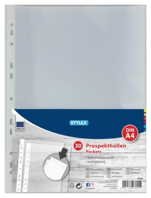 Stylex Prospekthüllen, DIN A4, 30 Stück