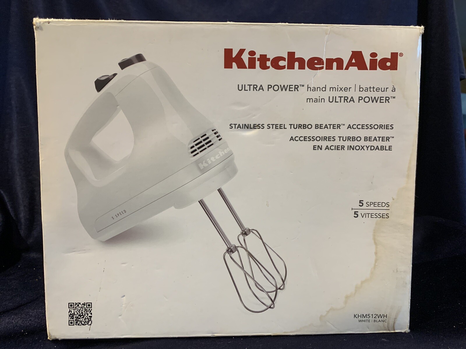 KitchenAid Ultra Power 5 Speed Hand Mixer White KHM53WH W/Box