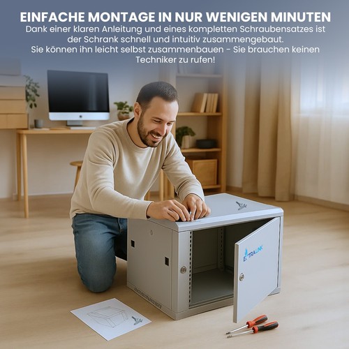 Extralink Szafka sieciowa Szafka serwerowa Obudowa ścienna 19" 12HE 600x600 ASP Szara - Zdjęcie 6 z 6