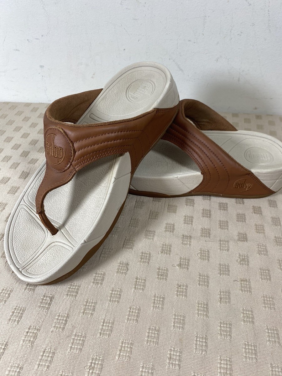 FitFlop WalkStar 3 Leather Thong Slip On Sandal 030-017 Women 6 Brown | eBay