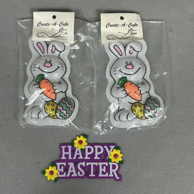 Vintage Lot of 3 Easter Bunny Cake Toppers Decorations Decopac