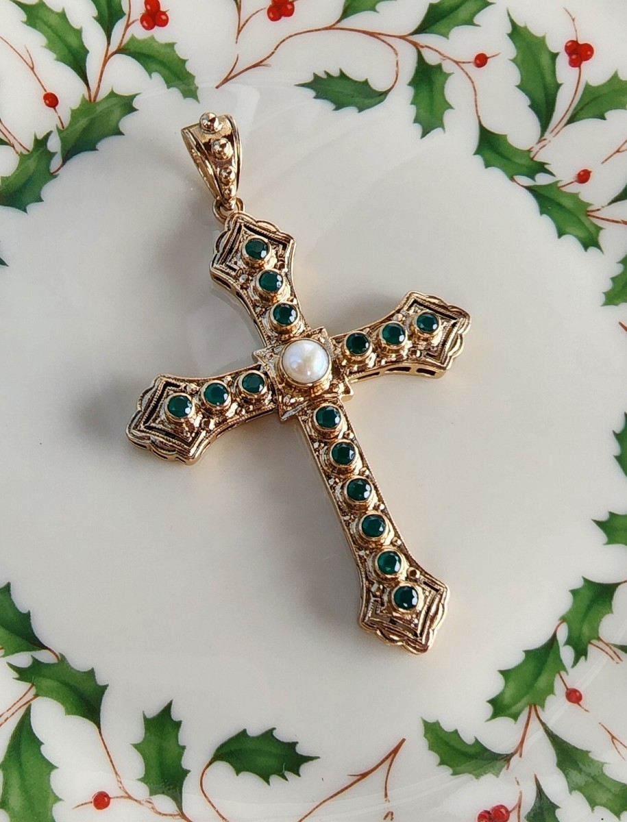 Nicky Butler Designer Signed Cross Large Pendant Bronze  display picture 1