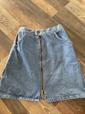 Extra Authentic Sportwear Vintage 80s Denim Skirt Front Zipper Junior Size 9