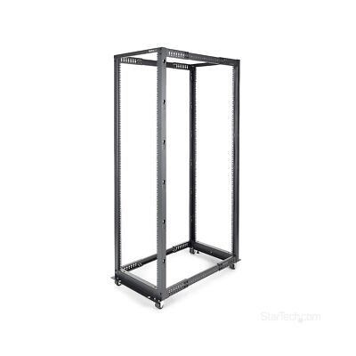 StarTech.com 4-Post 42U Mobile Open Frame Server Rack, 19in Network Rack with...