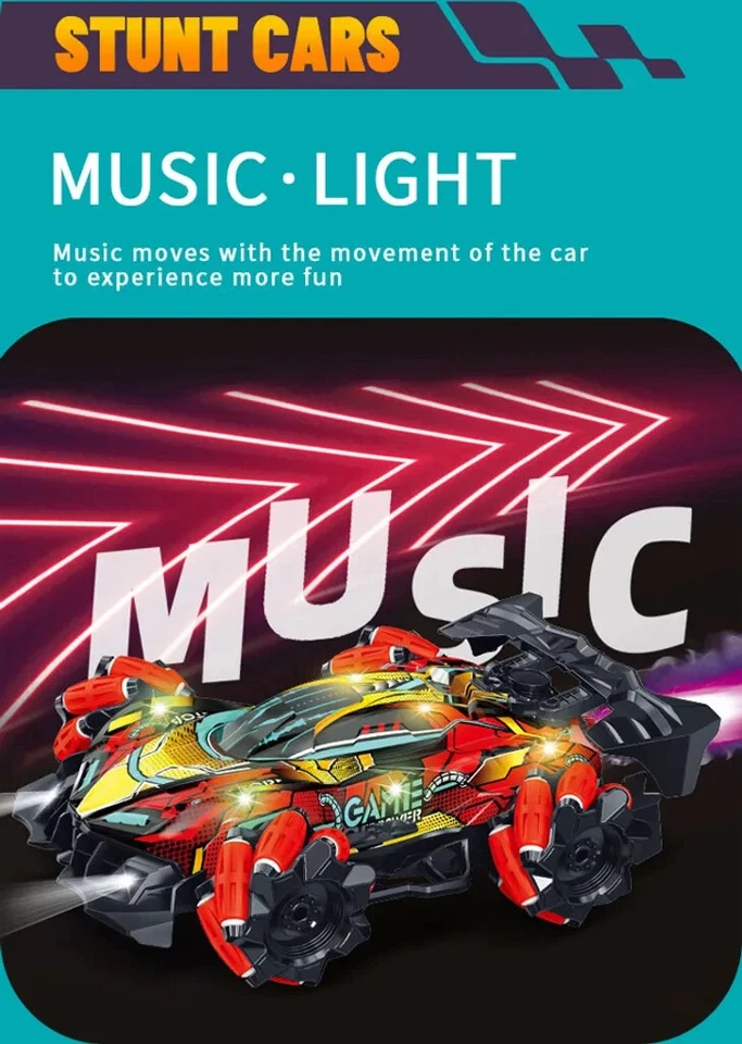 ZWN F2 RC Drift Auto Mit Musik & Led-Leuchten/ Handschuh Fernbedienung Spray Car - Bild 3 von 4