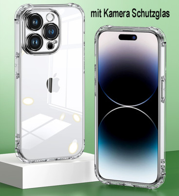 Handy Hülle mit Kameraschutz Linsenschutz Transparent Case for iPhone 12 13 14
