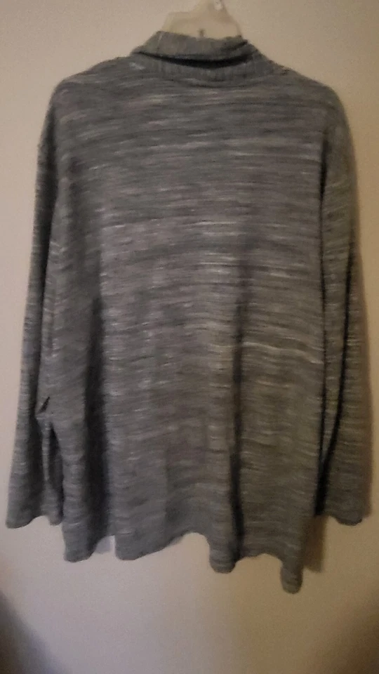 Cárdigan abierto JMS para mujer 4X negro gris jaspeado 36 L 29 en la parte delantera del pecho Pit To Foto 3 de 4