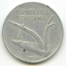 ITALY 1954  R 10 REPVBBLICA ITALIANA EXACT Italian COIN SHOWN ~