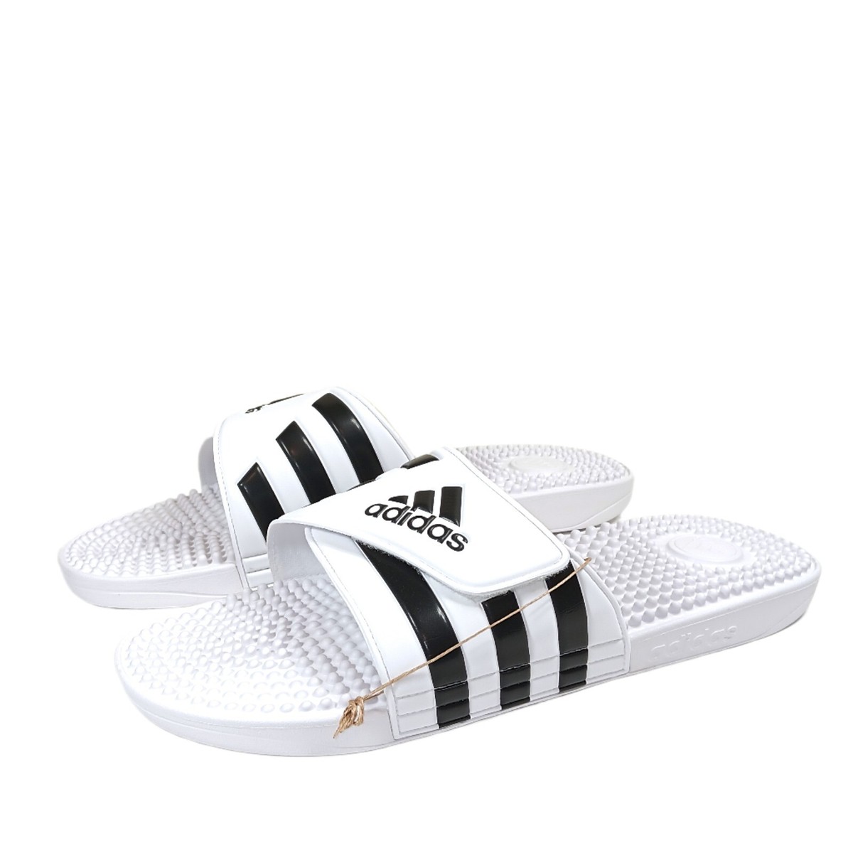 Adidas Adissage Slides Mens 17 White Black Cloudfoam Casual