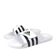 Adidas Adissage Slides Mens 17 White Black Cloudfoam Casual Comfort Sandals New