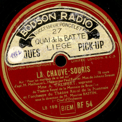 A. TALIFERT -Soprano-  ''La Chauve-Souris''  Air / Air de la Comtesse  78rpm S5184