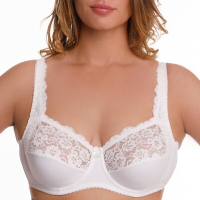 Full Coverage Underwire Bra Wide Straps Support Panel Plus Size Unlined Soft Cup