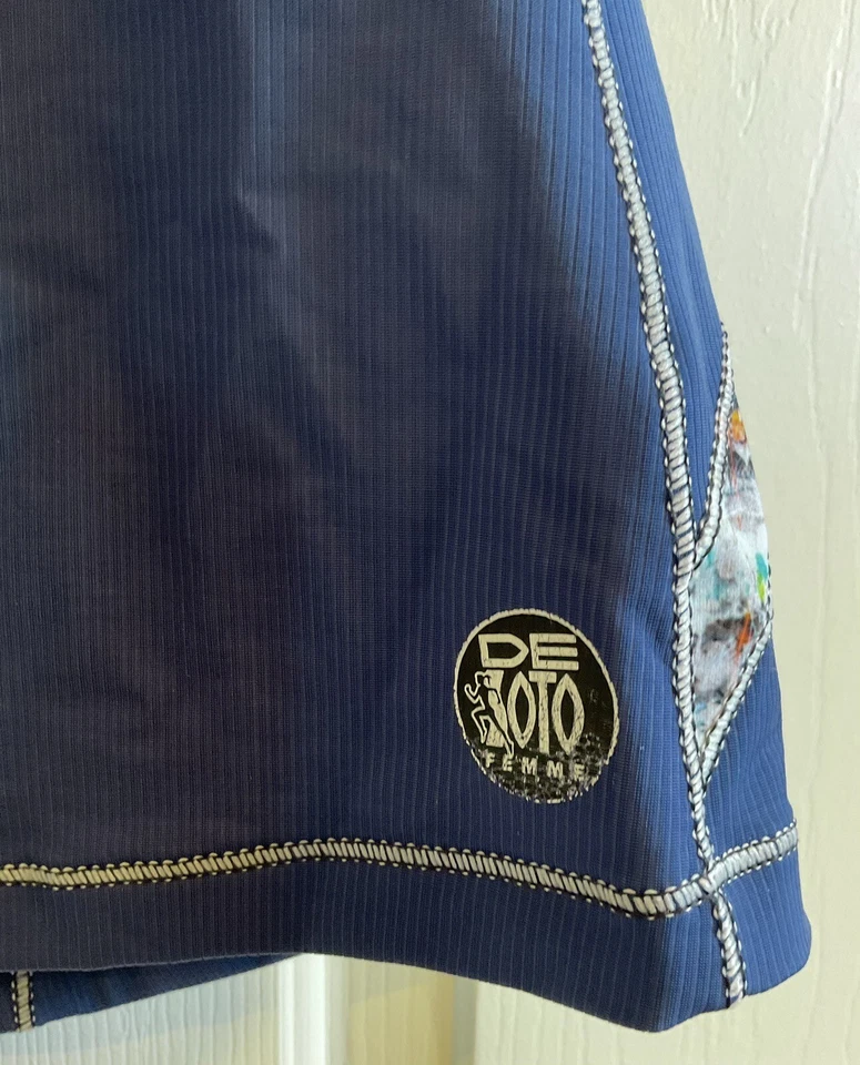 Camiseta deportiva de ciclismo DeSoto para mujer diseño de pulón azul bolsillos traseros XS Foto 2 de 4