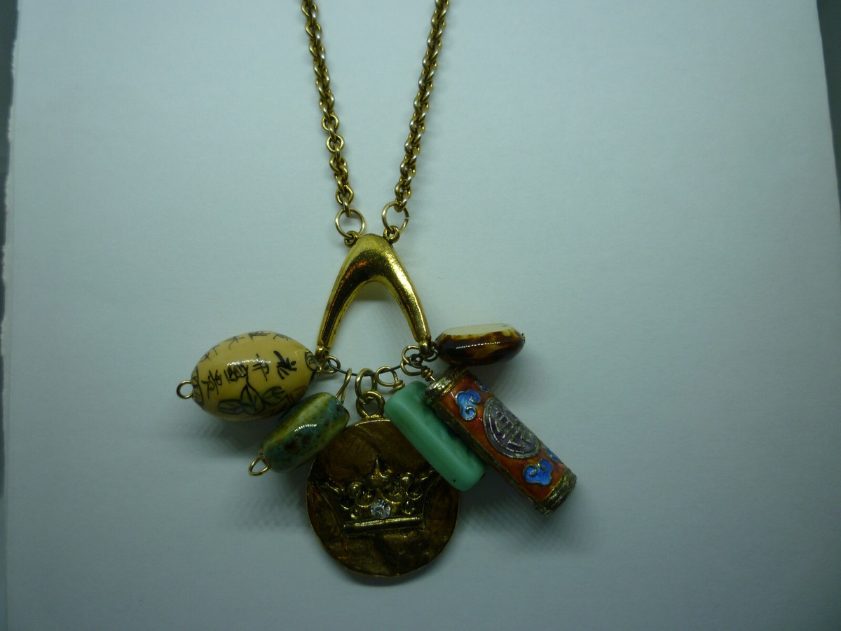 Charm pendant gold tone Rachel Abroms MAD COIN necklace | eBay