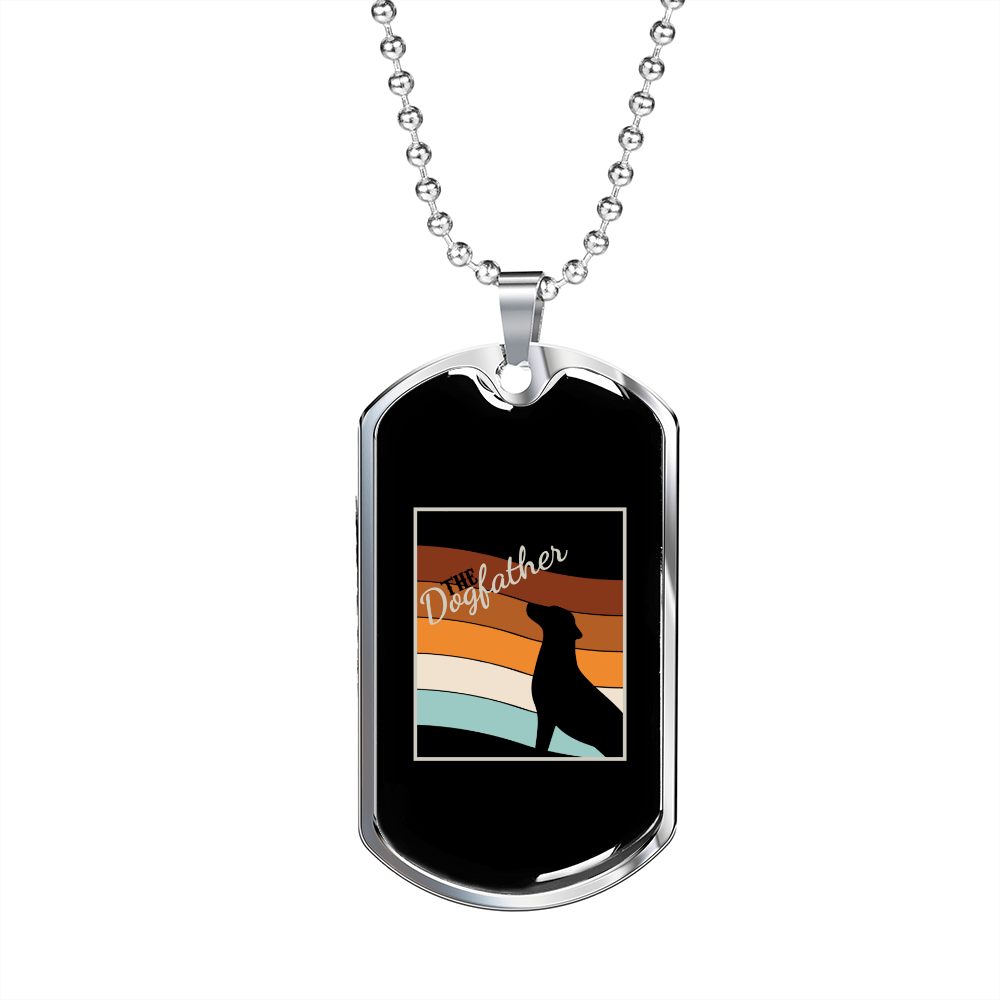 The Dogfather Necklace Stainless Steel or 18k Gold Dog Tag 24