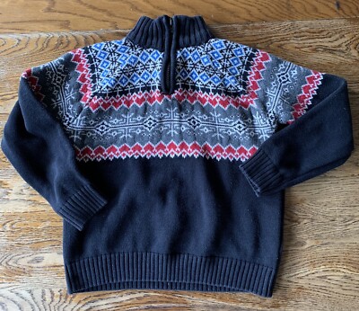 Basic Editions boys Nordic Styled sweater zip collar size 6 - 7
