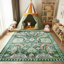 Rugs for Playroom Ruggables Rugs for Bedroom Low Pile Shag Rug Soft 5x7 Green