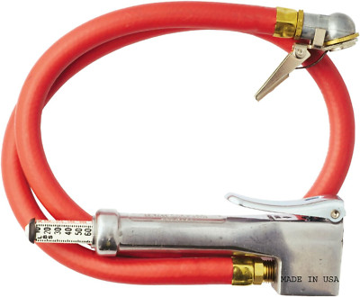 (523) Bayonet Tire Inflator Gauge - Grip-Style Air Chuck Head to Lock onto Valve